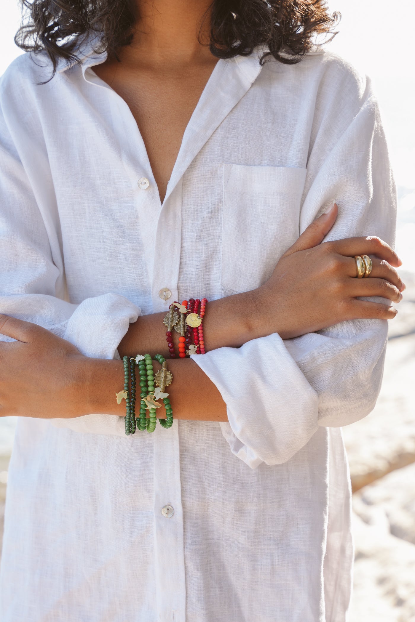 Juju Bracelets, Glass Beads, Fire Hues