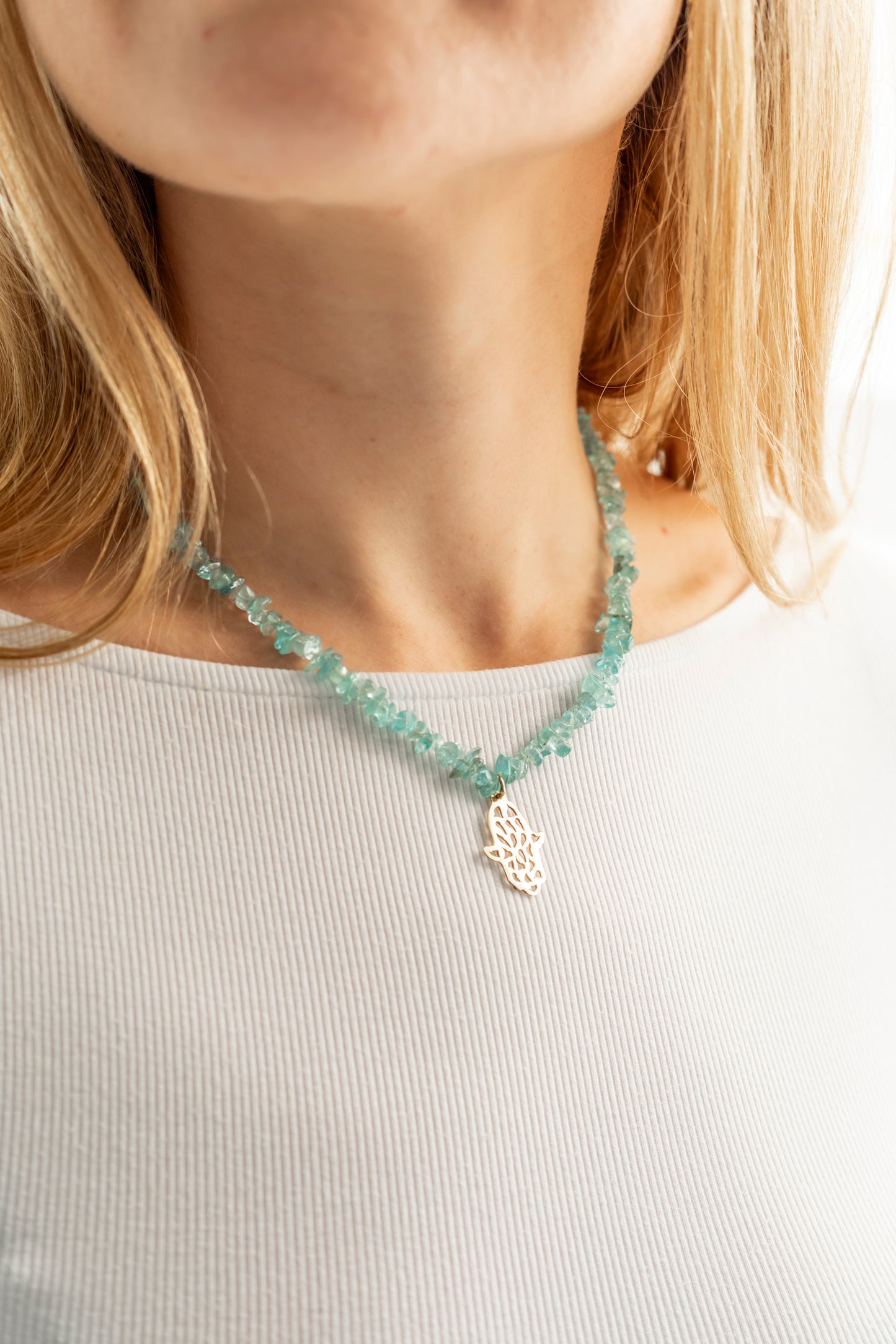 Pwani Necklace with Aqua stones:: Assorted Charms