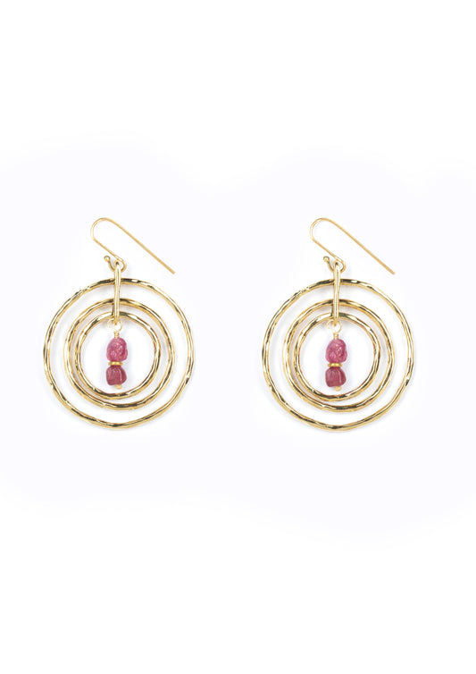 Che Shale Hoops :: Pink Tourmaline Stones