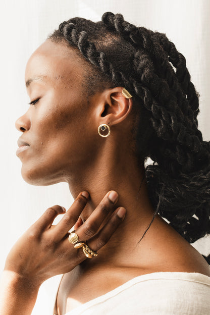 Full Circle Earrings with Black Cowhorn