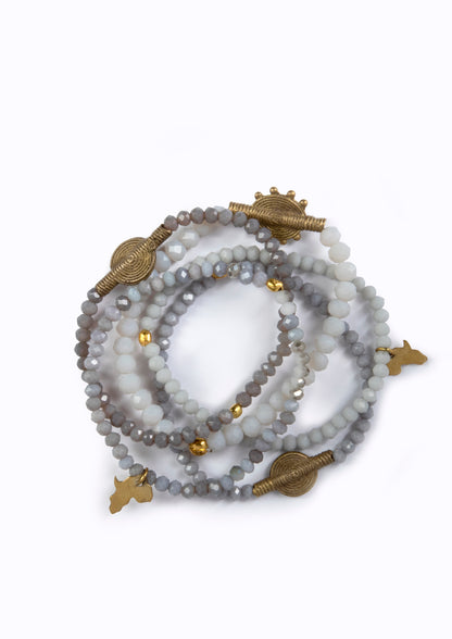 Juju Bracelets, Glass Beads, Elephant Grey