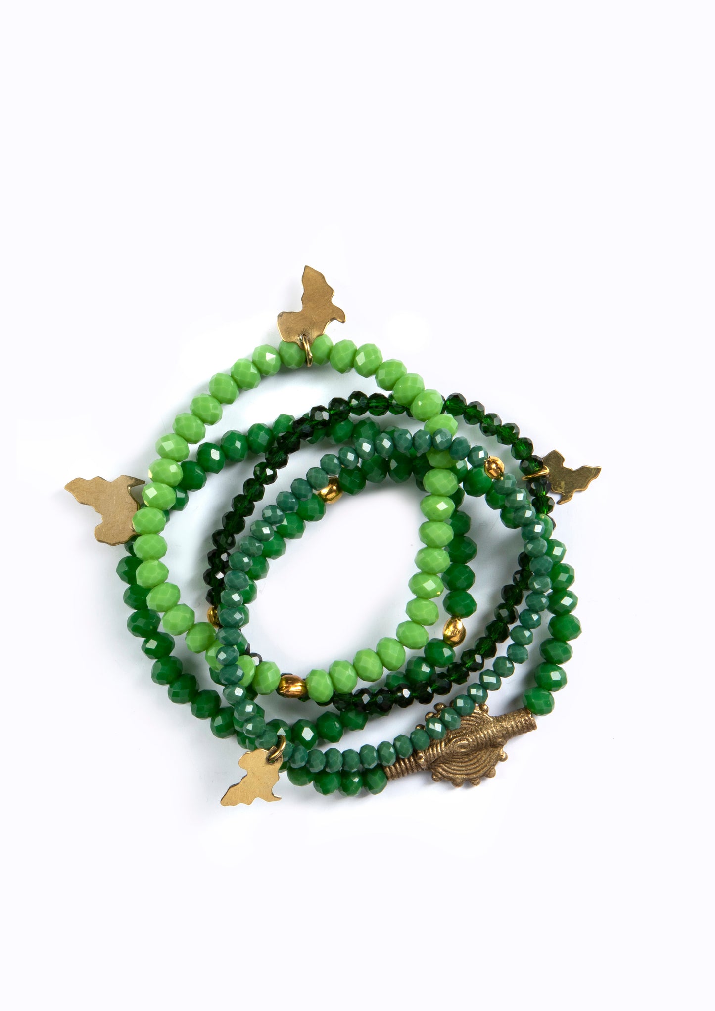 Juju Bracelets, Glass Beads, Jungle Greens