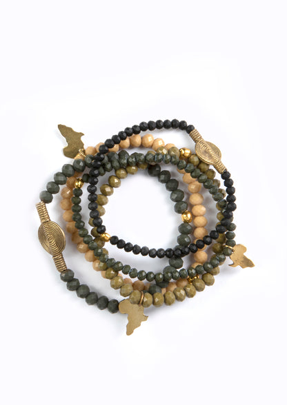 Juju Bracelets, Glass Beads, Safari Hues