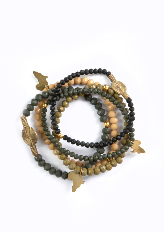 Juju Bracelets, Glass Beads, Safari Hues