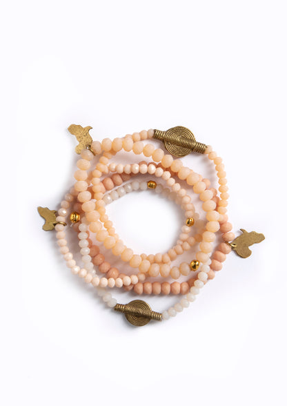 Juju Bracelets, Glass Beads, Nude