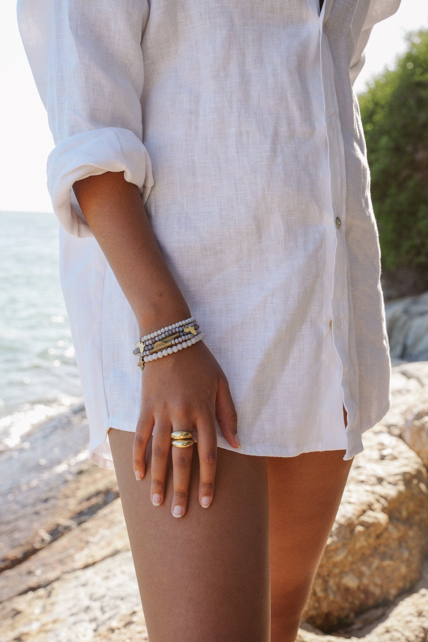 Juju Bracelets, Glass Beads, Elephant Grey