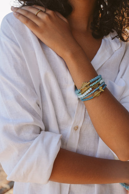 Juju Bracelets, Glass Beads, Sea Blues