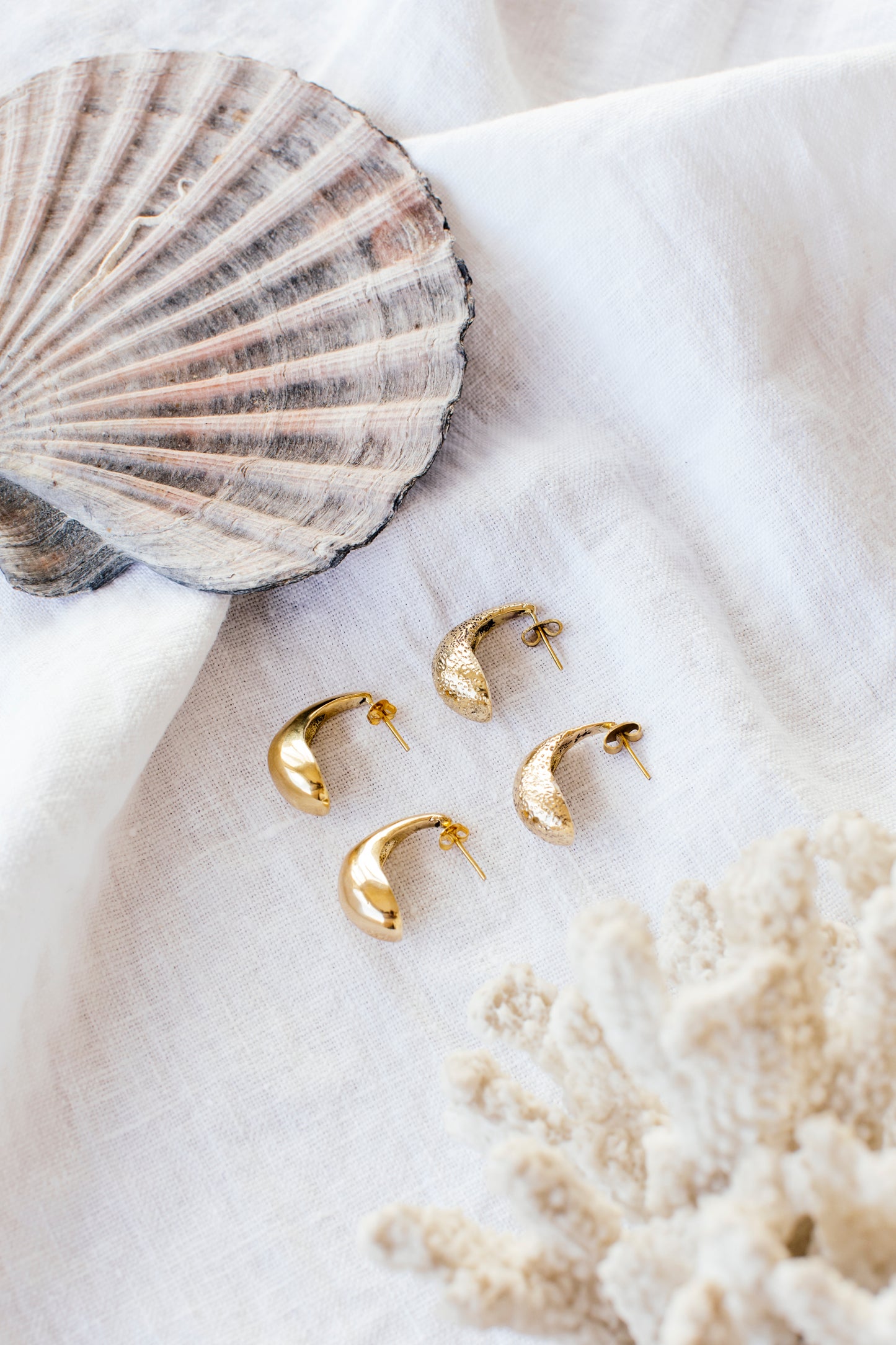 Ocean Drop Earrings- Smooth Brass