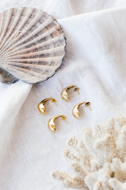 Ocean Drop Earrings- Smooth Brass