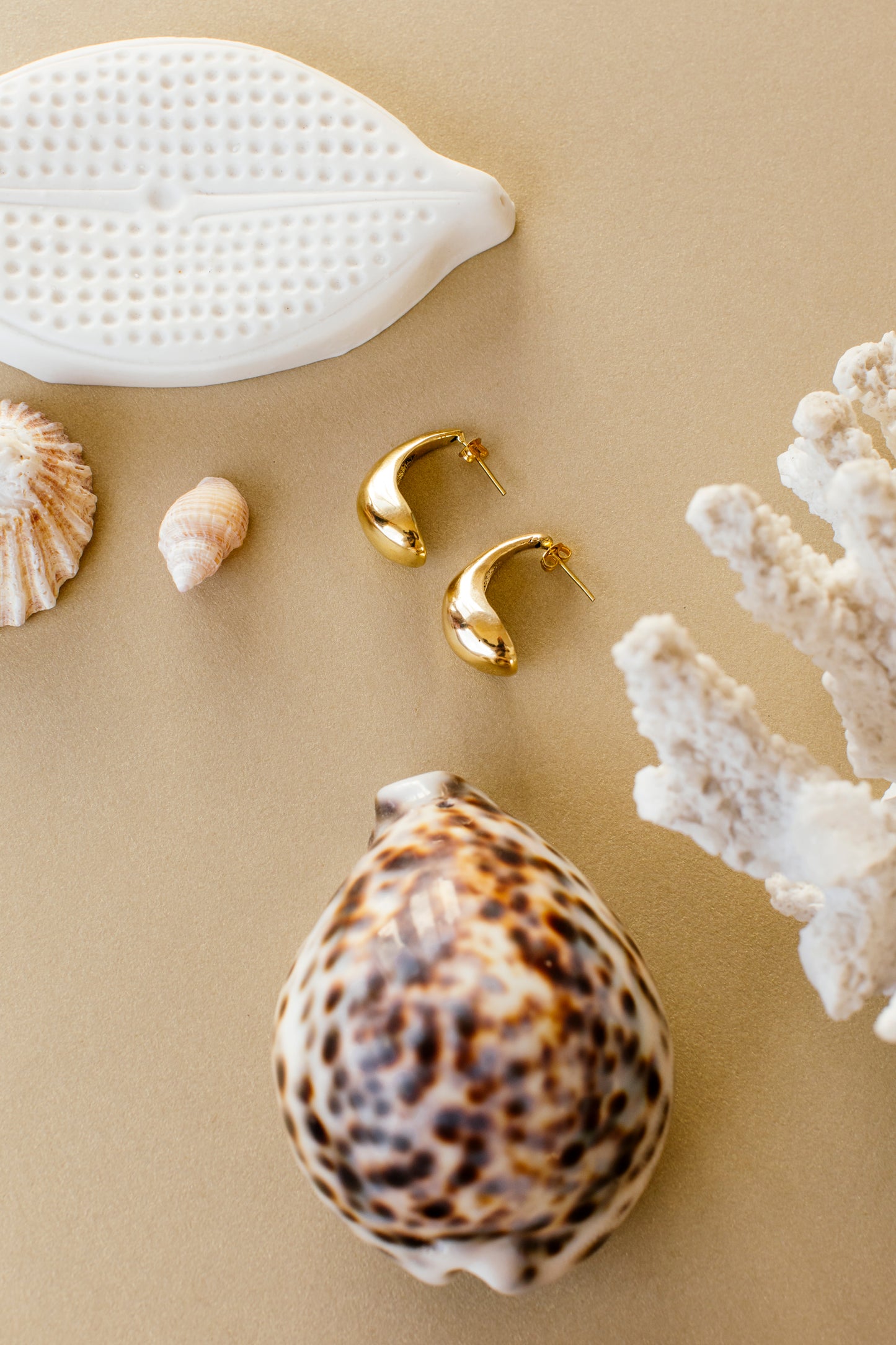 Ocean Drop Earrings- Smooth Brass
