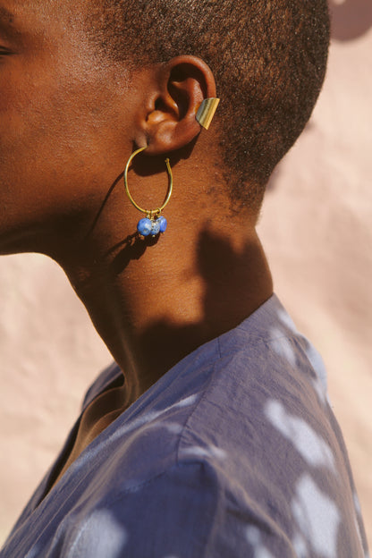 Beaded Island Hoops :: Lapis Lazuli Stones