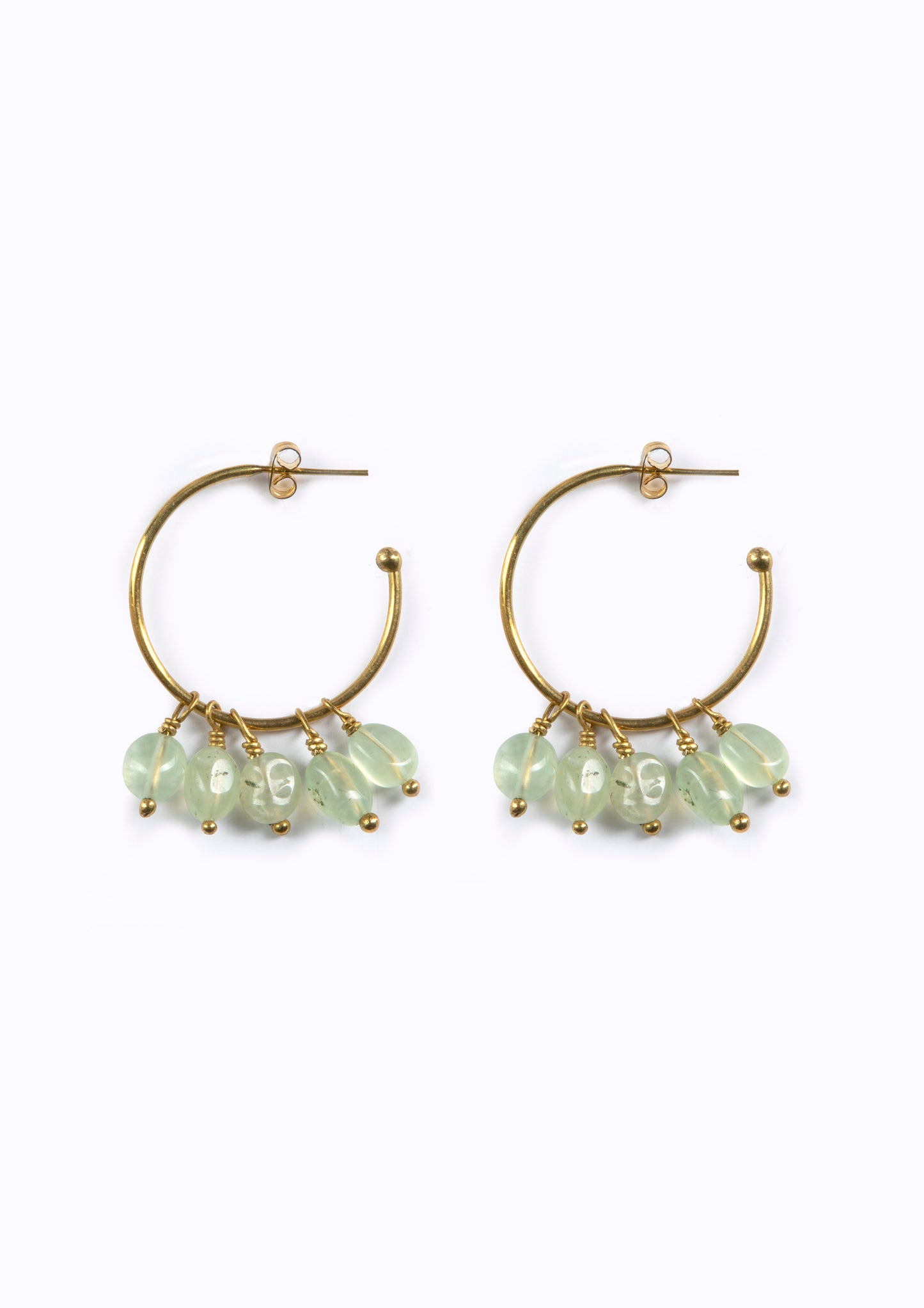 Beaded Island Hoops :: Prehnite Stones