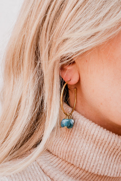 Beaded Island Hoops :: Apatite Stones