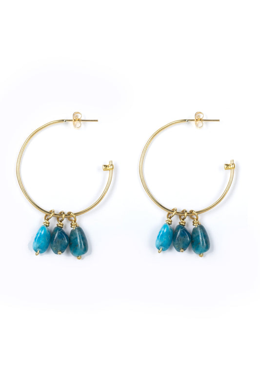 Beaded Island Hoops :: Apatite Stones