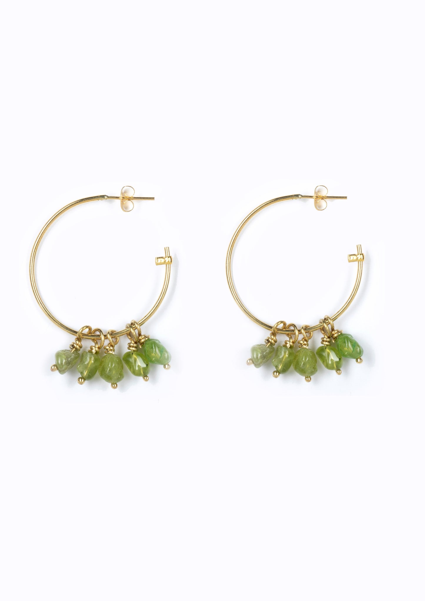 Beaded Island Hoops :: Peridot Stones