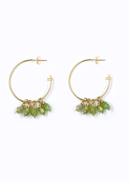 Beaded Island Hoops :: Peridot Stones