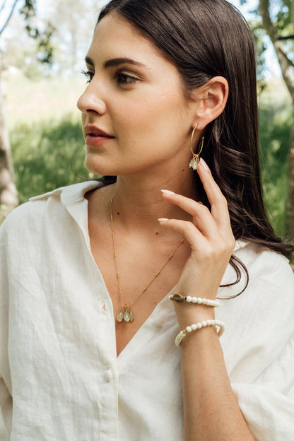 Beaded Island Hoops :: Prehnite Stones