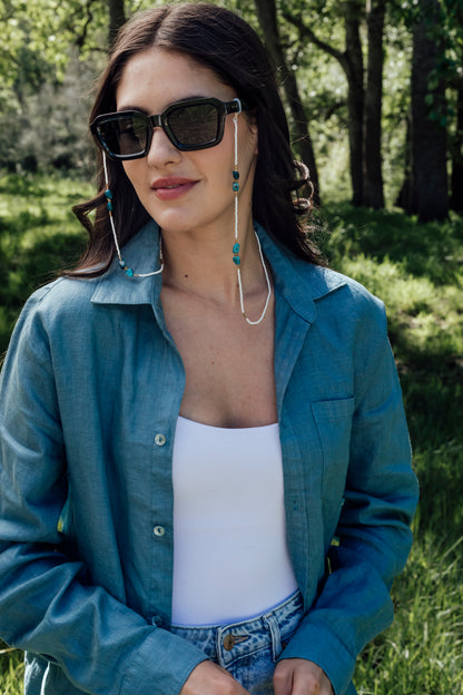 Island Sunglass Holder, Assorted Semi Precious Stones