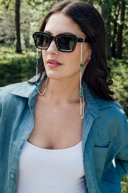 Island Sunglass Holder, Assorted Semi Precious Stones