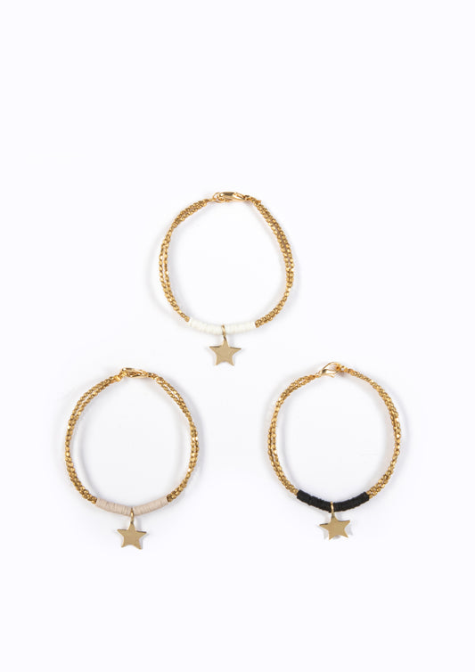 Kalk Bay Bracelets with baby star charm :: Assorted Natural hues