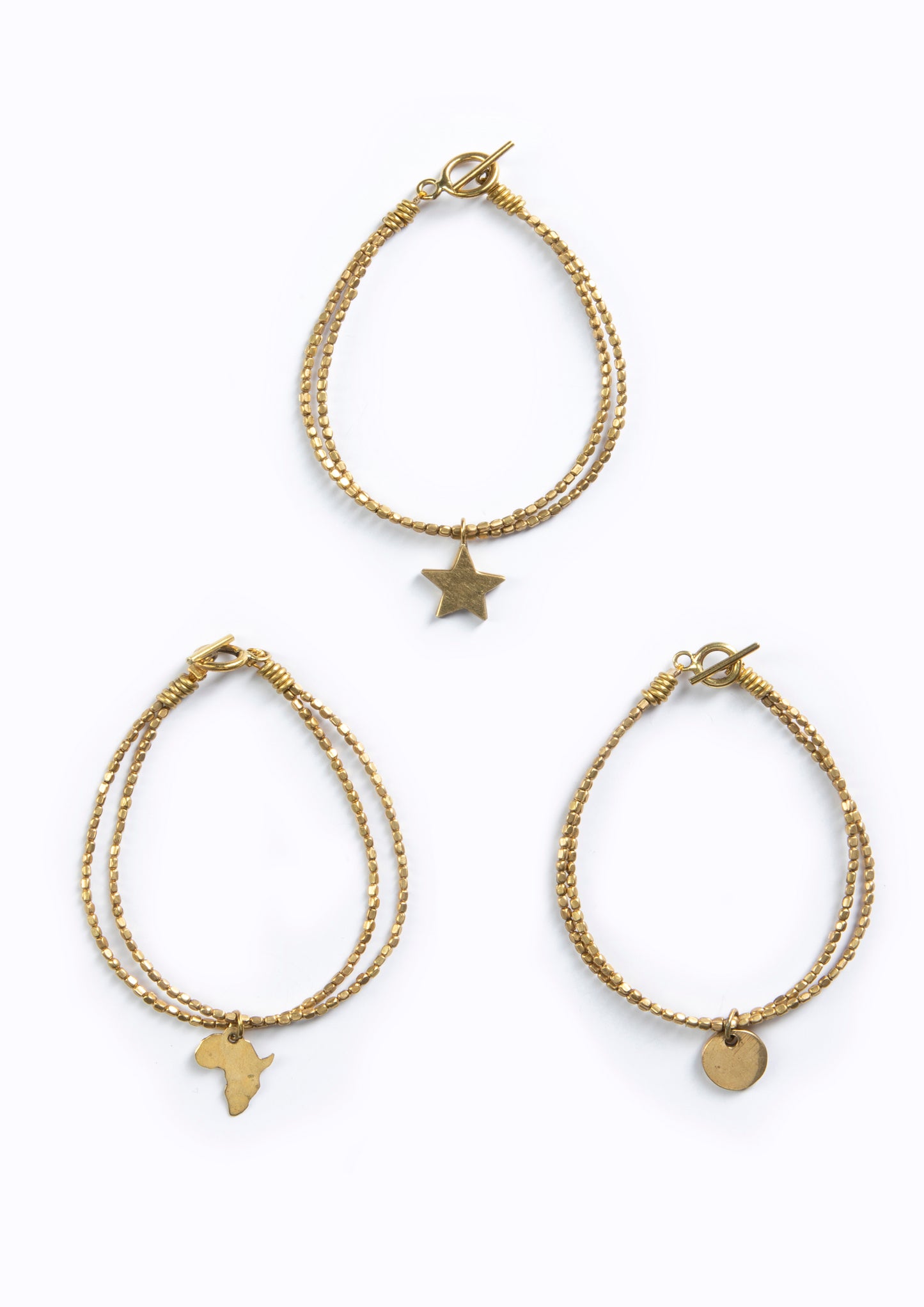 Kalk Bay Bracelet, Brass :: Assorted charms
