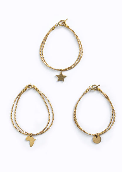 Kalk Bay Bracelet, Brass :: Assorted charms