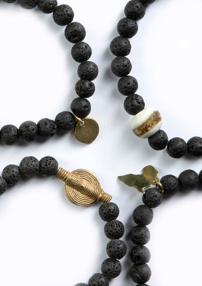 Unisex Lava Bead Bracelet :: with assorted charms