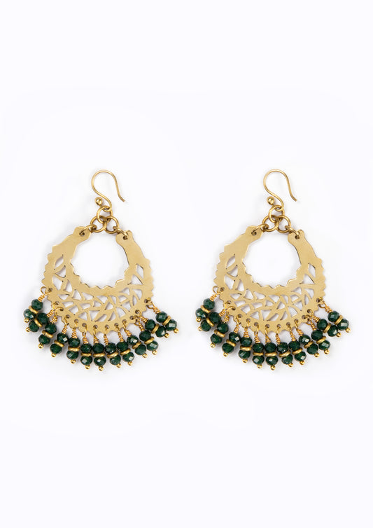 Marrakech Earrings :: Dark forest Green hues