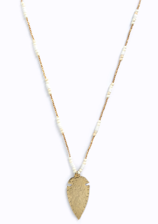Nala Necklace with Spear:: Ivory Hues