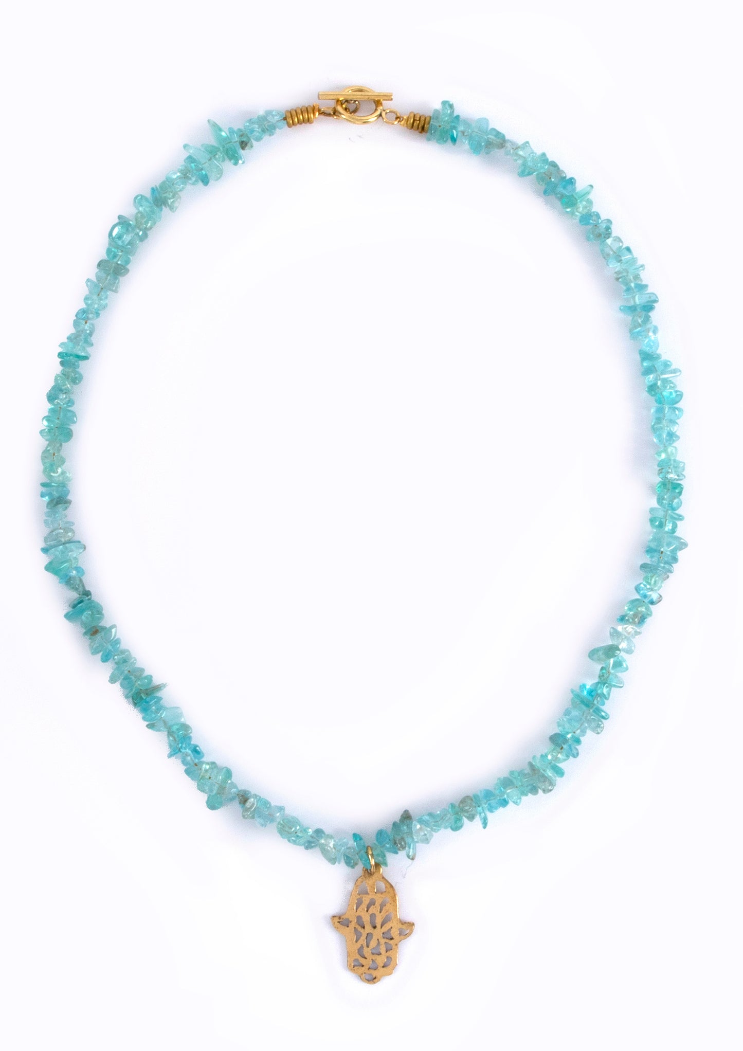 Pwani Necklace with Aqua stones:: Assorted Charms