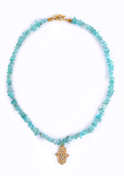Pwani Necklace with Aqua stones:: Assorted Charms