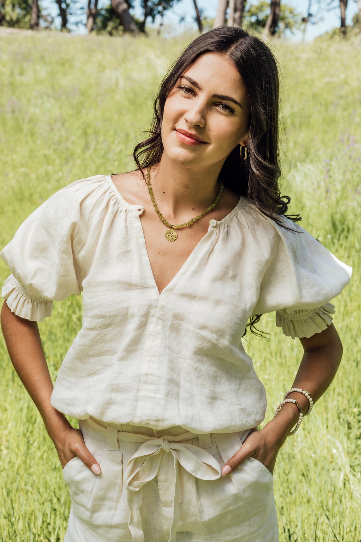 Pwani Necklace with Peridot Stones:: Assorted Charms