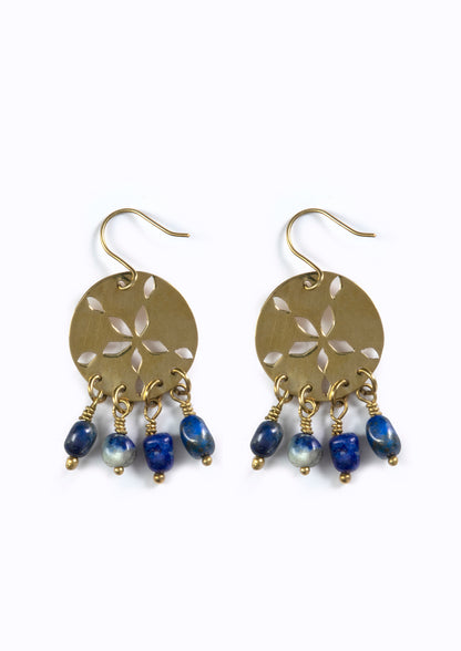 Sand Dollar Earrings:: Lapis stones