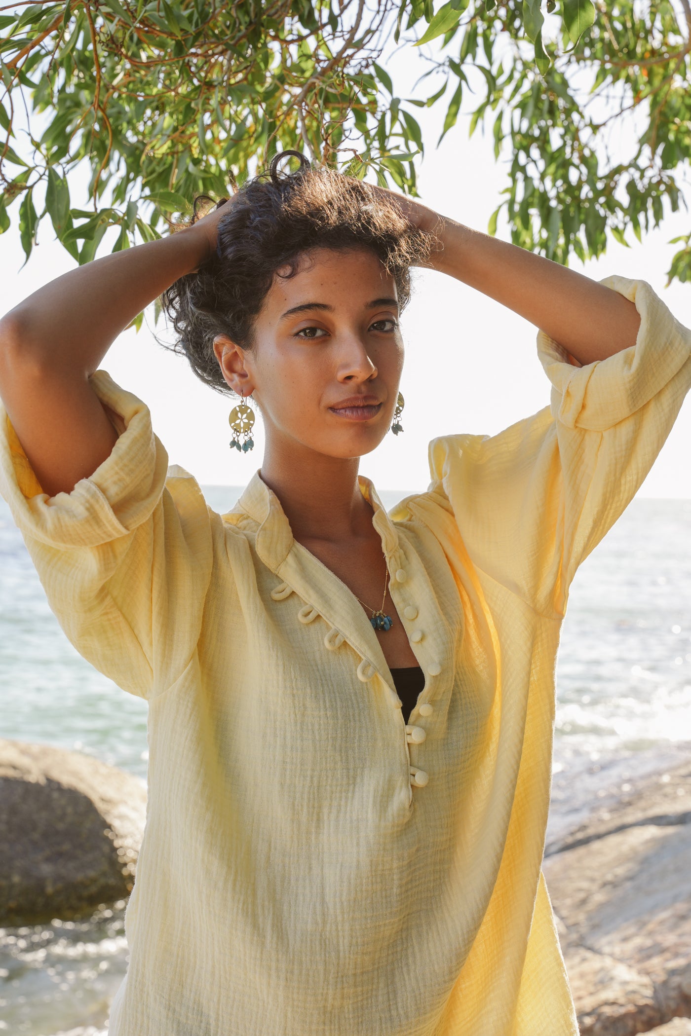 Sand Dollar Earrings:: Apatite stones