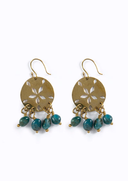 Sand Dollar Earrings:: Apatite stones
