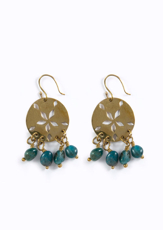 Sand Dollar Earrings:: Apatite stones