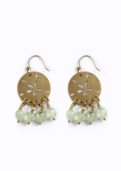 Sand Dollar Earrings:: Prehnite stones