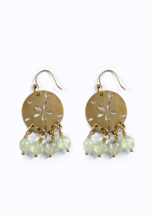 Sand Dollar Earrings:: Prehnite stones