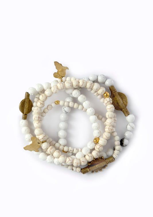 Juju Bracelets, Agate Stones, Ivory Hues
