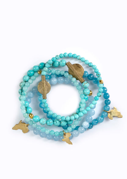 Juju Bracelets, Semi-Precious Stones, Sea Blues