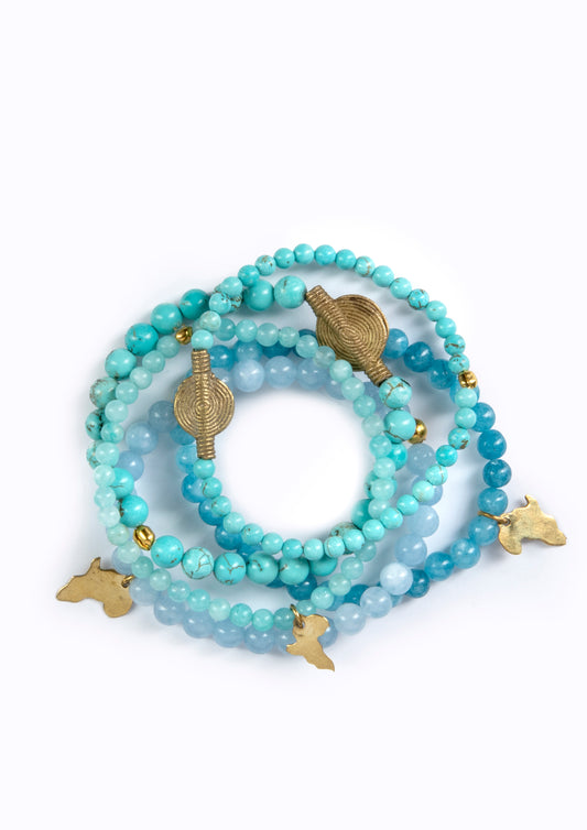 Juju Bracelets, Semi-Precious Stones, Sea Blues