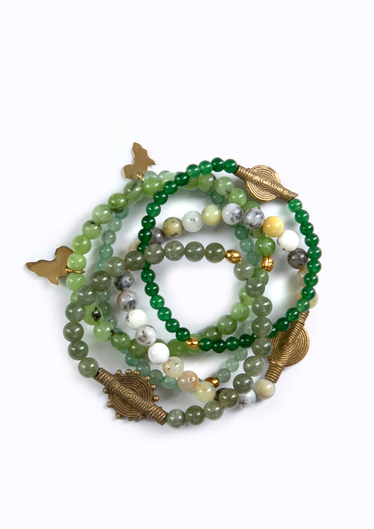 Juju Bracelets, Semi-Precious Stones, Jungle Greens
