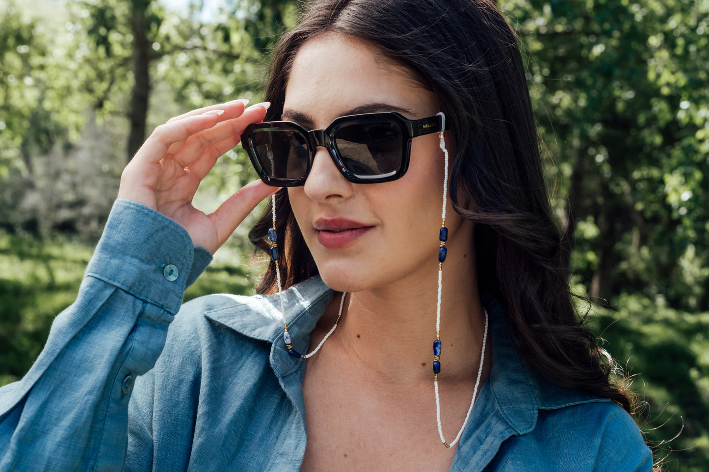 Island Sunglass Holder, Assorted Semi Precious Stones