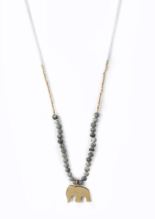 Swahili Elephant Necklace Grey